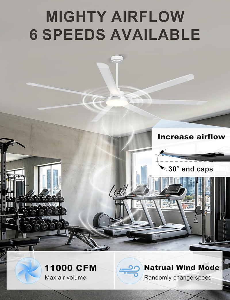 84 Inch Ceiling Fans with Lights Large Industrial
