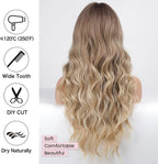 Ombre with Highlight Wavy Wigs for Women Long