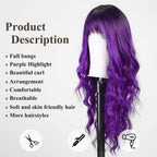Ombre with Highlight Wavy Wigs for Women Long