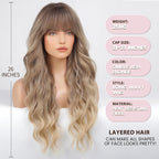 Ombre with Highlight Wavy Wigs for Women Long