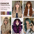 Ombre with Highlight Wavy Wigs for Women Long