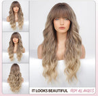 Ombre with Highlight Wavy Wigs for Women Long