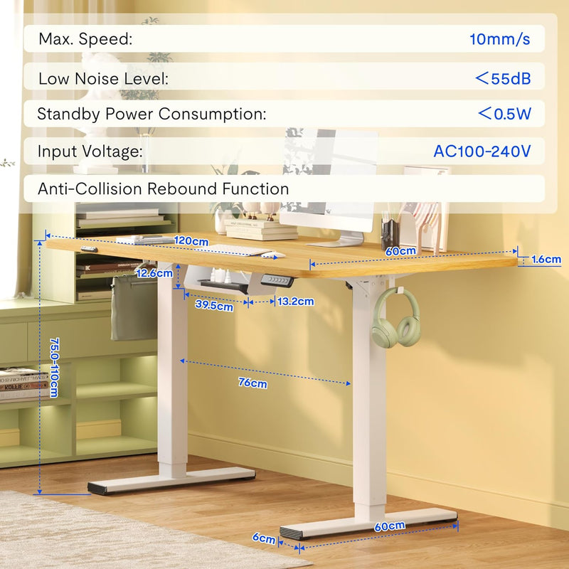 One Piece Electric Standing Desk Sit Stand Table