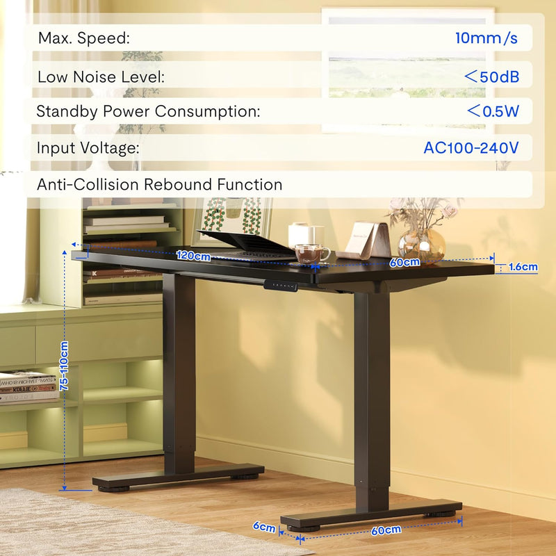 One Piece Electric Standing Desk Sit Stand Table