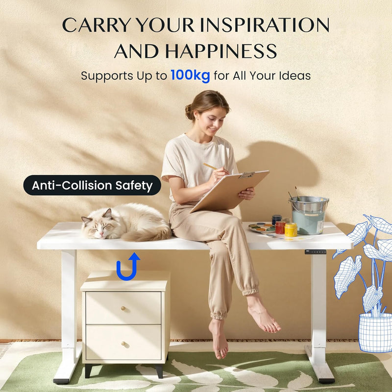 One Piece Electric Standing Desk Sit Stand Table
