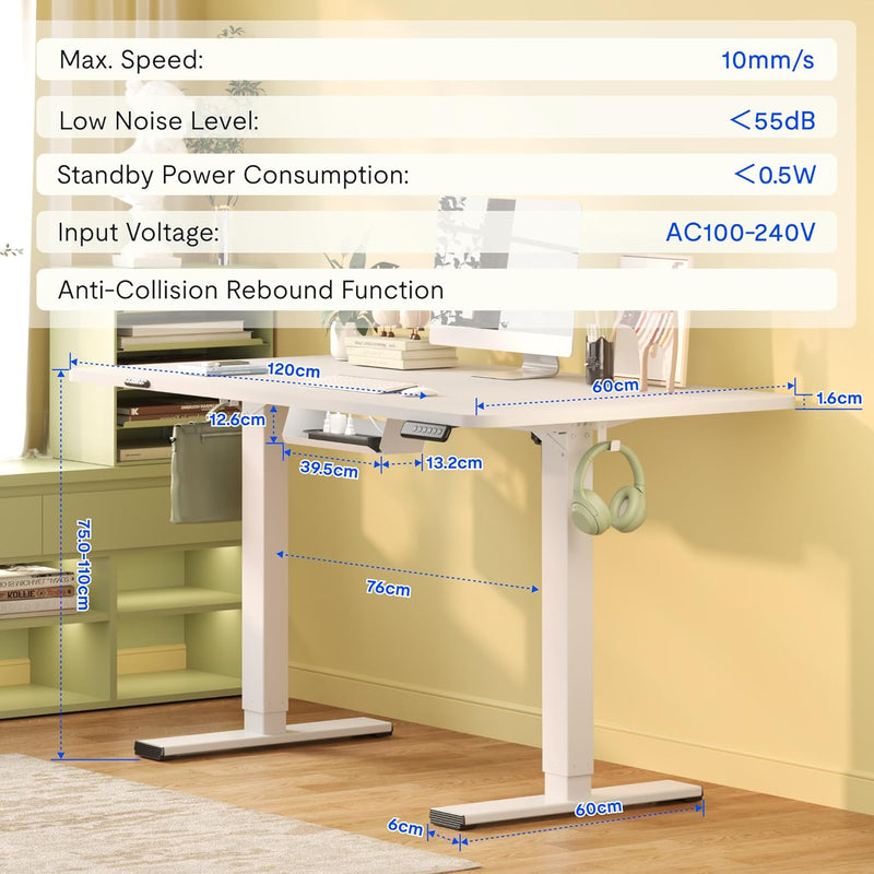 One Piece Electric Standing Desk Sit Stand Table
