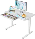 One Piece Standing Desk with Drawer Walnut