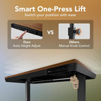 One Piece Standing Desk with Drawer Walnut