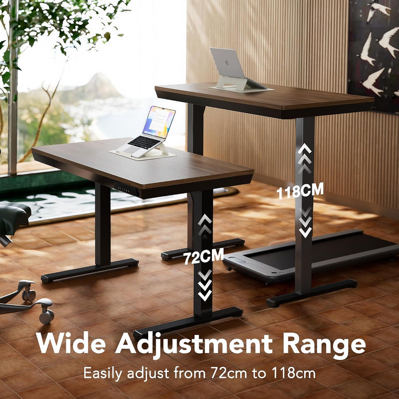One Piece Standing Desk with Drawer Walnut