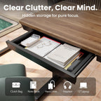 One Piece Standing Desk with Drawer Walnut