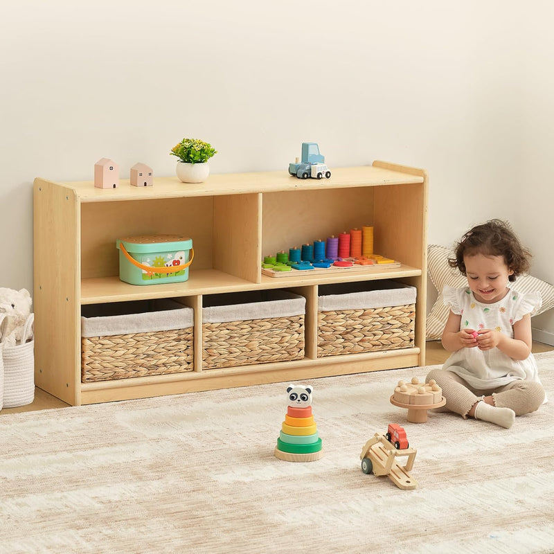 Shelf 5-Section Wooden Storage Cabinet 2-Shelf Toy Organisers