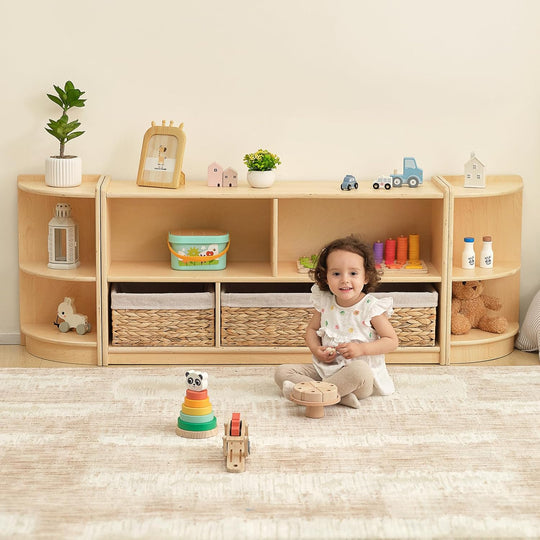 Kids Shelf 5-Section Wooden Storage Cabinet Toy Organisers