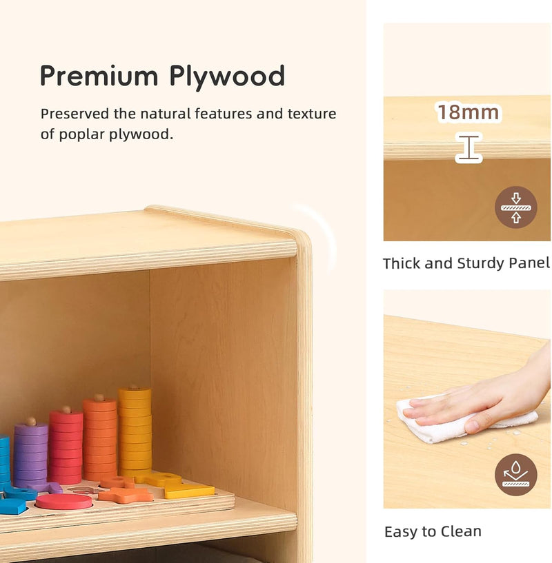 Shelf 5-Section Wooden Storage Cabinet 2-Shelf Toy Organisers