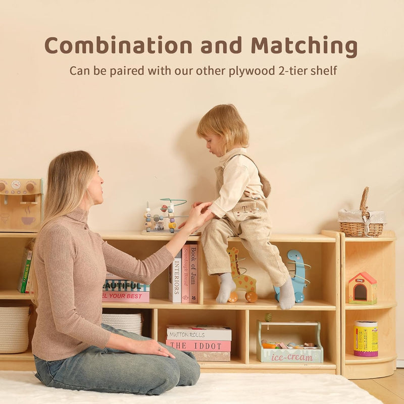 Shelf 5-Section Wooden Storage Cabinet 2-Shelf Toy Organisers