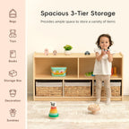 Oook Montessori Shelf 5-Section Wooden Storage Cabinet 2-Shelf