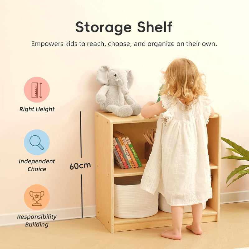 Shelf 5-Section Wooden Storage Cabinet 2-Shelf Toy Organisers