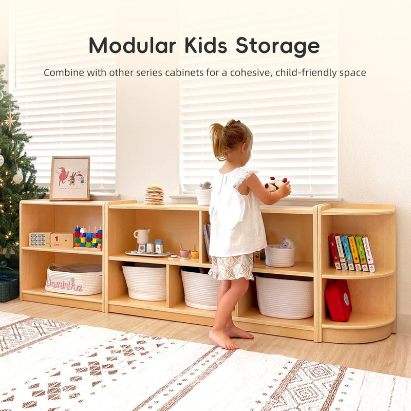 Shelf 5-Section Wooden Storage Cabinet 2-Shelf Toy Organisers