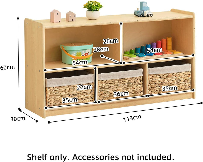 Shelf 5-Section Wooden Storage Cabinet 2-Shelf Toy Organisers