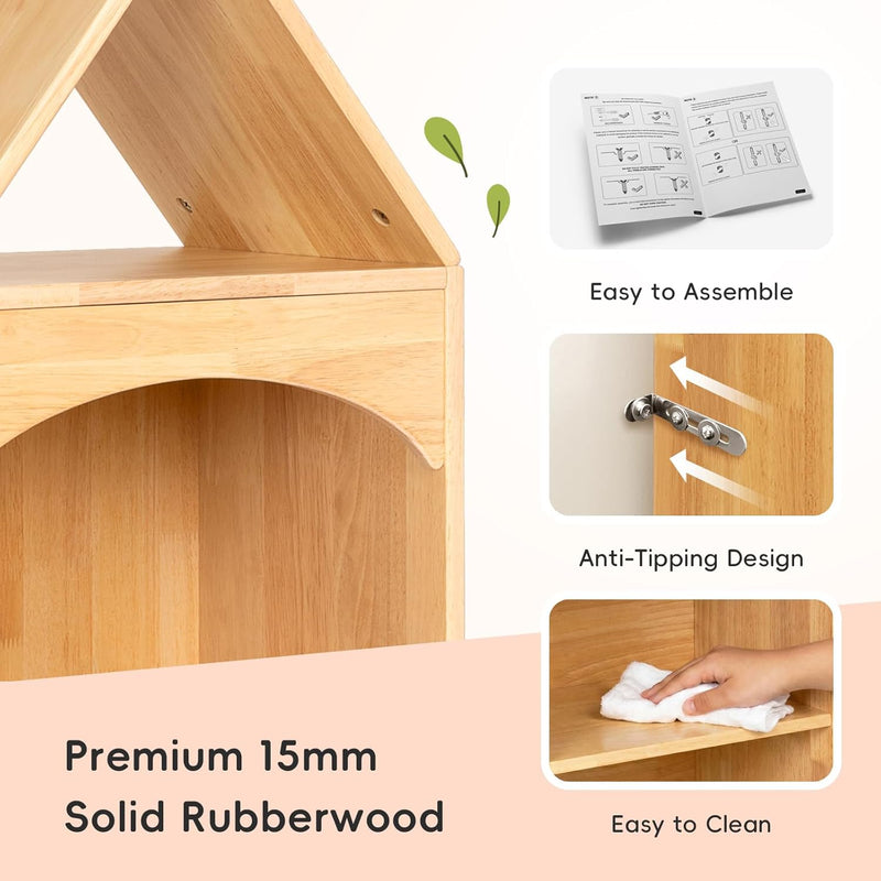 Kids Bookshelf 3-Tier Toy Organisers and Storage Wood