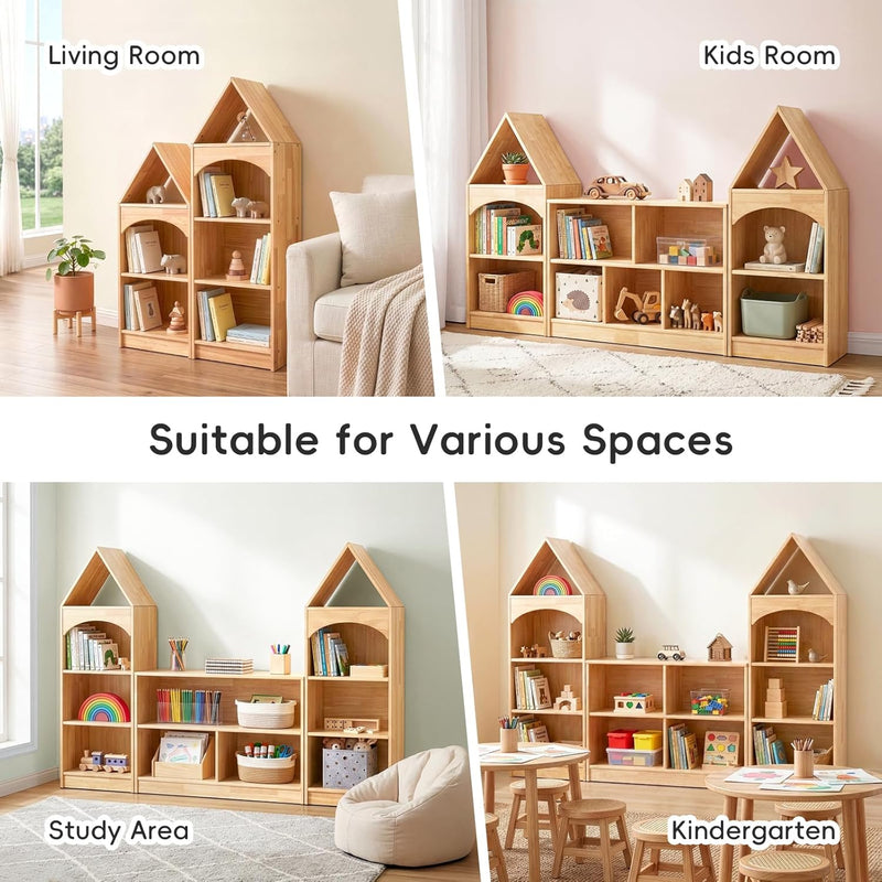 Kids Bookshelf 3-Tier Toy Organisers and Storage Wood