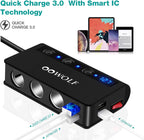 Oowolf Quick Charge 3.0 Cigarette Lighter Adapter 180W