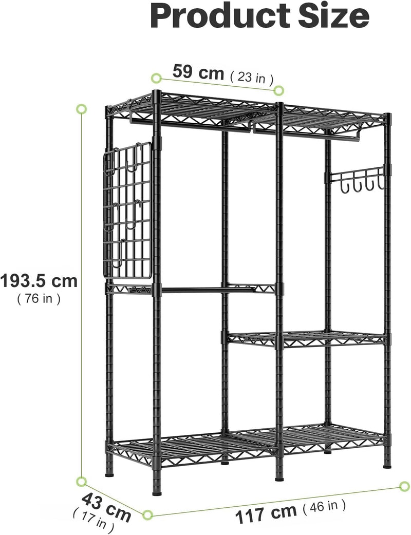 Open Wardrobe Closet Organiser 117.5x43x193.5CM Free Standing