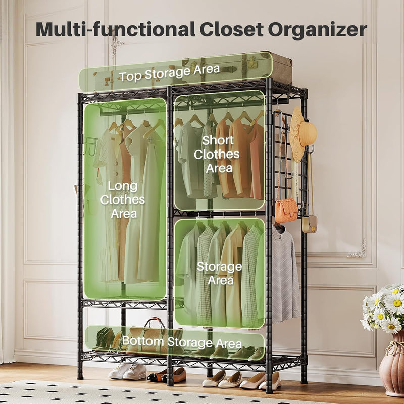 Open Wardrobe Closet Organiser 117.5x43x193.5CM Free Standing