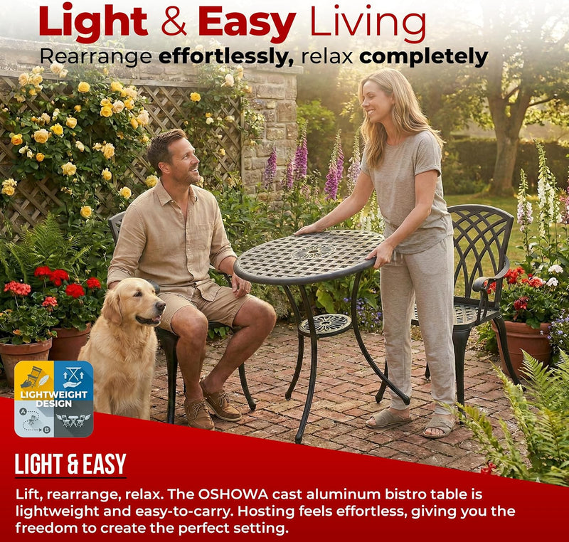 Oshowa Garden and Patio Cast Aluminium Bistro Table