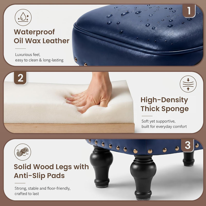 Ottoman Leather Foot Rest with Thicker Foam Padded