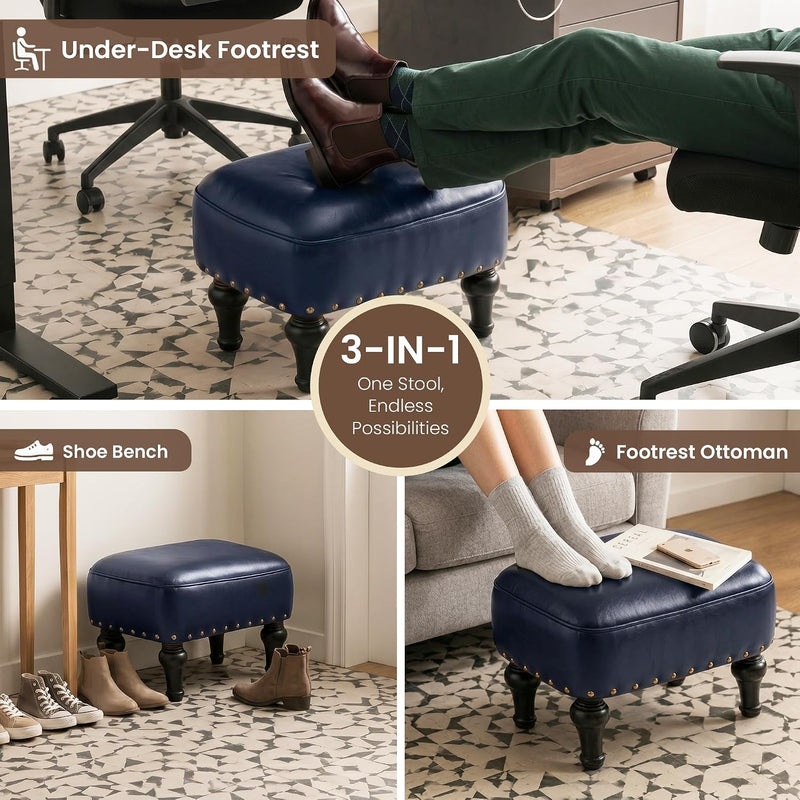 Ottoman Leather Foot Rest with Thicker Foam Padded