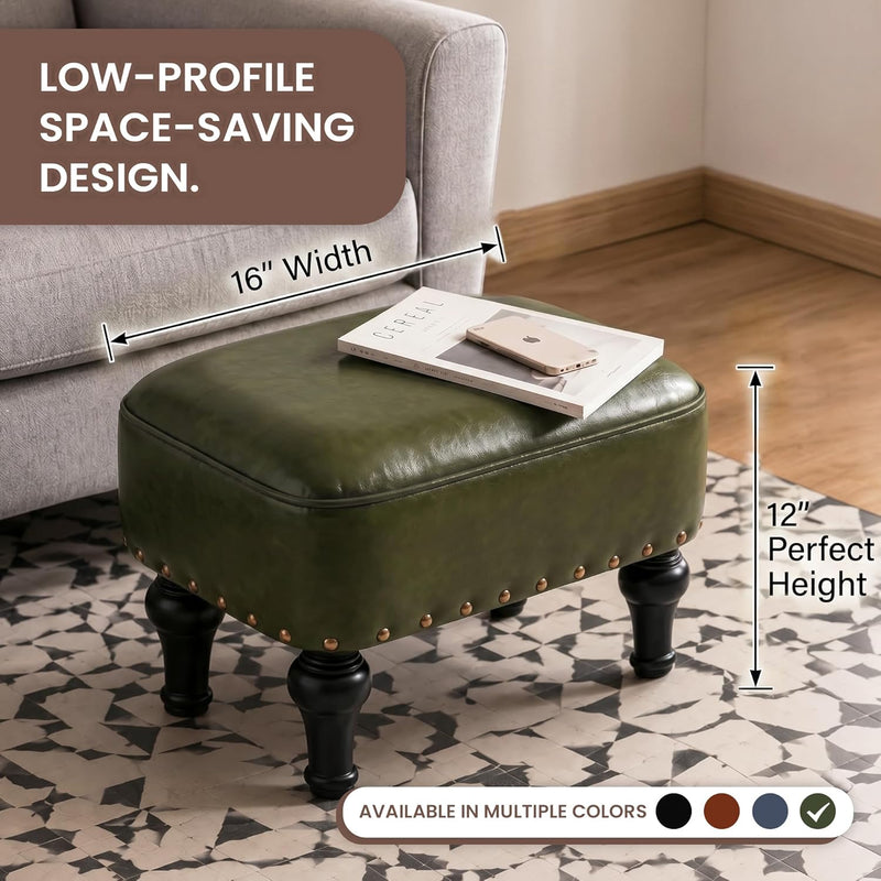 Ottoman Leather Foot Rest with Thicker Foam Padded