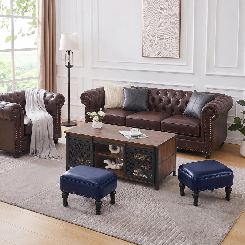 Ottoman Leather Foot Rest with Thicker Foam Padded