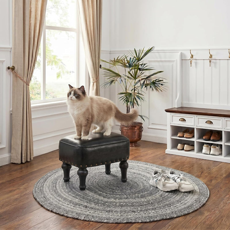 Ottoman Leather Foot Rest with Thicker Foam Padded