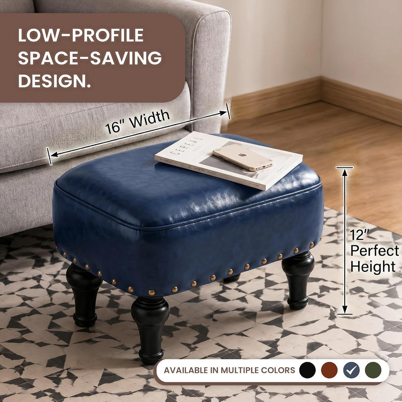 Ottoman Leather Foot Rest with Thicker Foam Padded
