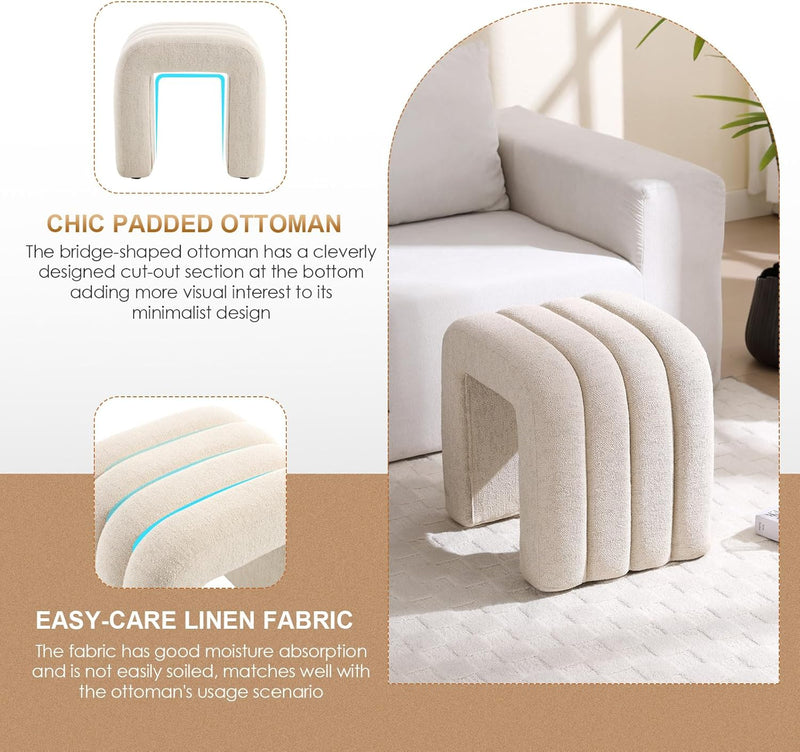 Arched Ottoman Foot Stool 45CM Height Upholstered Pouffe
