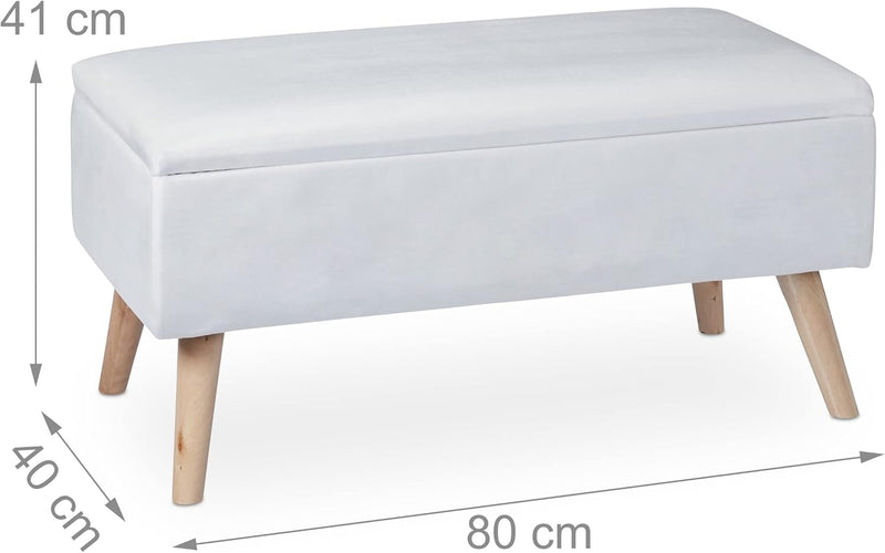 Ottoman Storage Bench Velvet Upholstery 40L Capacity Padded