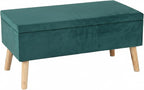 Ottoman Storage Bench Velvet Upholstery 40L Capacity Padded