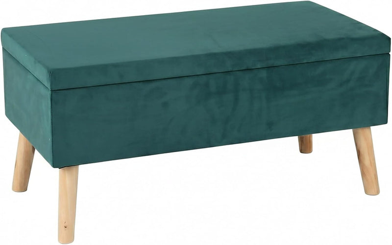 Ottoman Storage Bench Velvet Upholstery 40L Capacity Padded