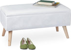 Ottoman Storage Bench Velvet Upholstery 40L Capacity Padded