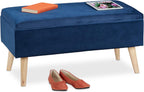 Ottoman Storage Bench Velvet Upholstery 40L Capacity Padded