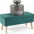 Ottoman Storage Bench Velvet Upholstery 40L Capacity Padded