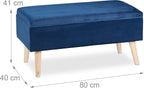 Ottoman Storage Bench Velvet Upholstery 40L Capacity Padded