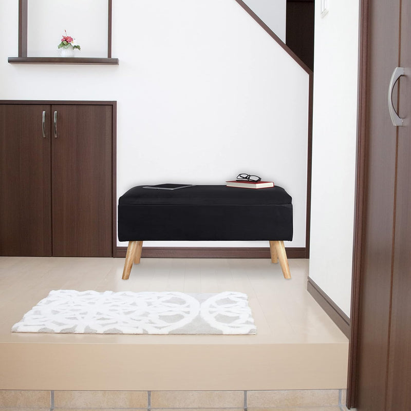 Ottoman Storage Bench Velvet Upholstery 40L Capacity Padded