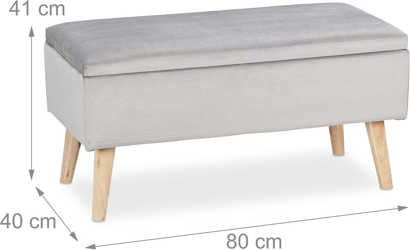 Ottoman Storage Bench Velvet Upholstery 40L Capacity Padded