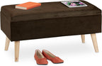 Ottoman Storage Bench Velvet Upholstery 40L Capacity Padded