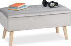 Ottoman Storage Bench Velvet Upholstery 40L Capacity Padded