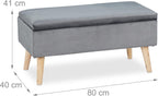 Ottoman Storage Bench Velvet Upholstery 40L Capacity Padded