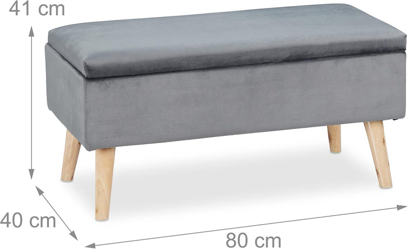 Ottoman Storage Bench Velvet Upholstery 40L Capacity Padded
