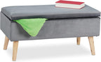 Ottoman Storage Bench Velvet Upholstery 40L Capacity Padded