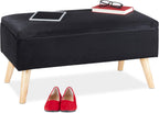 Ottoman Storage Bench Velvet Upholstery 40L Capacity Padded
